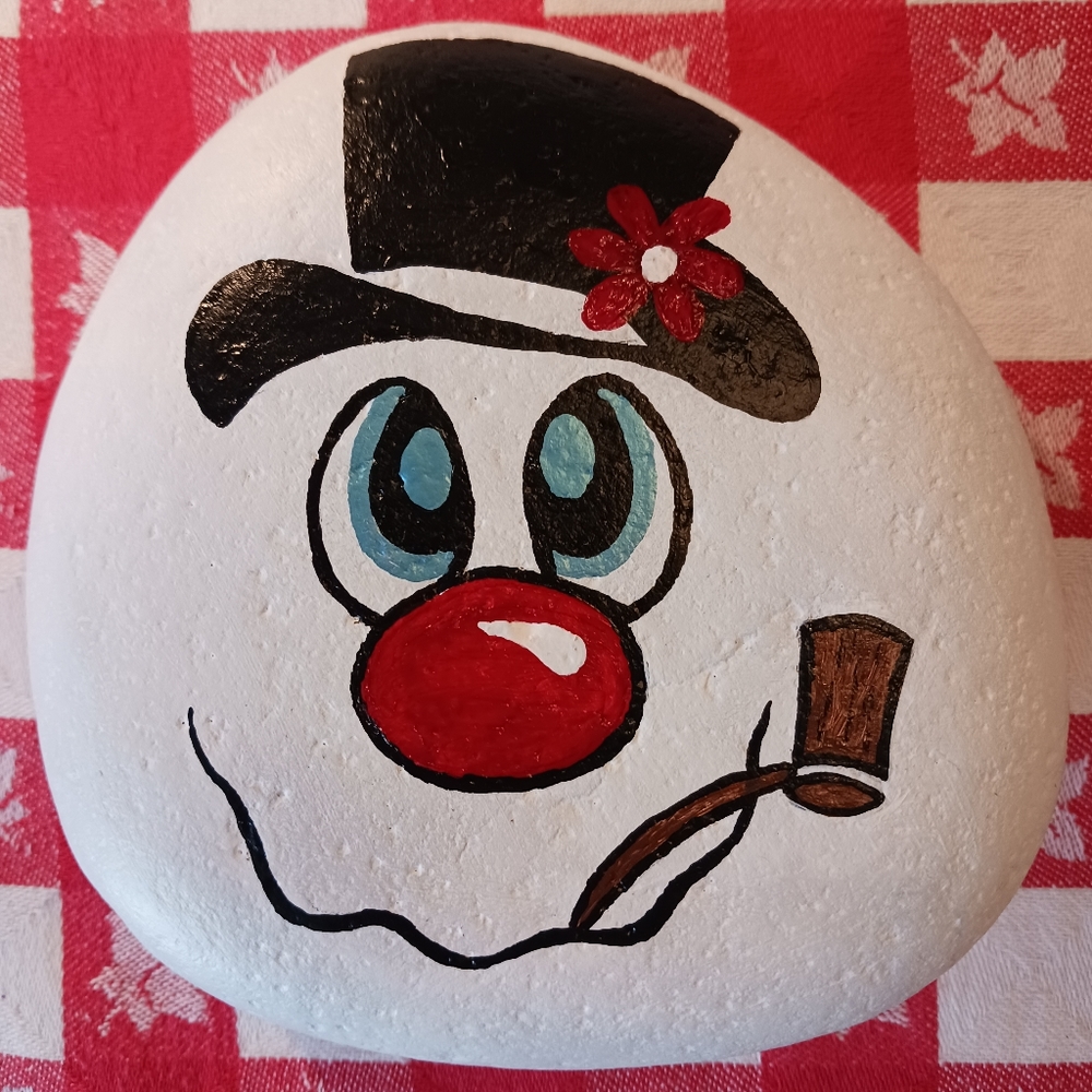 Hand Painted Snowman Rock